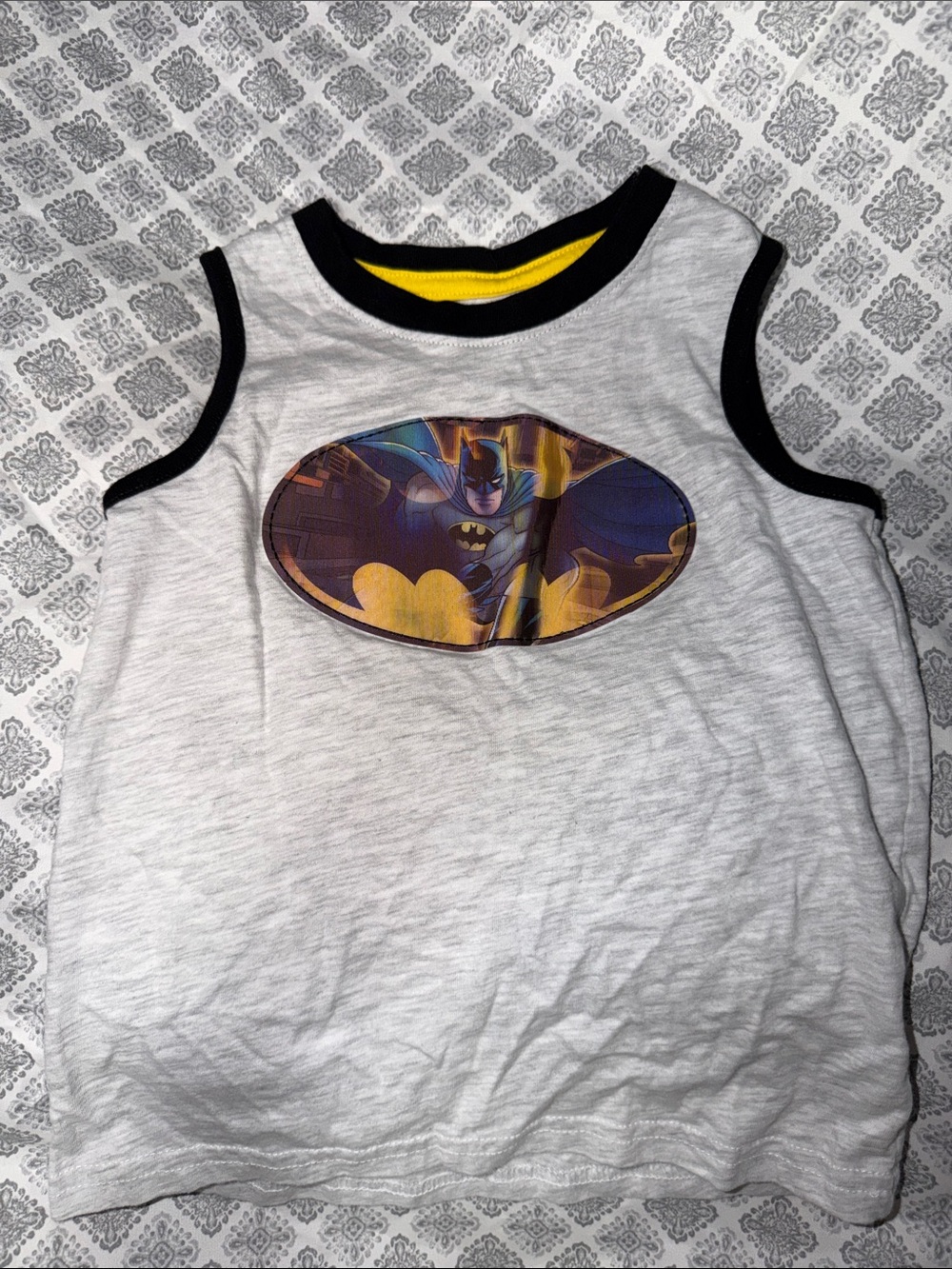 Batman White Black Yellow Kids T-Shirt Collar